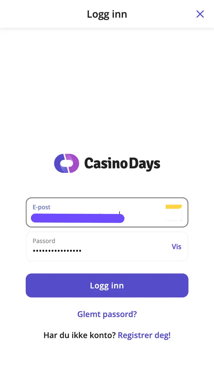 Casinodays — Innlogging til Casino Days