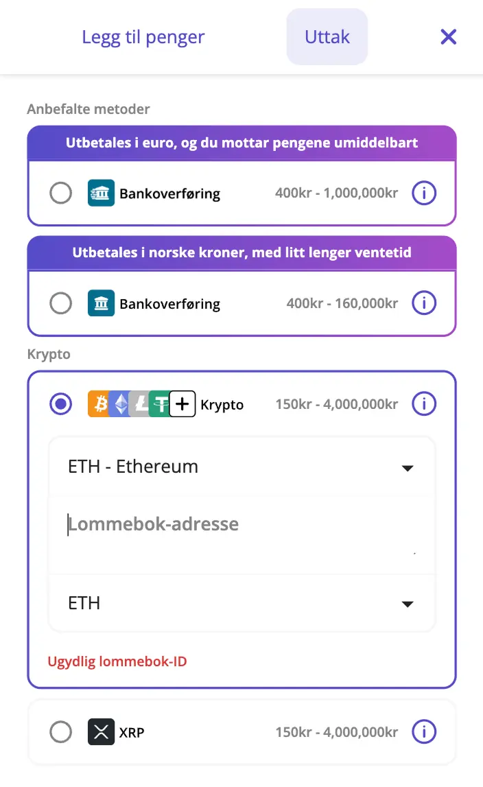 Casinodays — Uttaksmetoder hos Casinodays Casino Norge